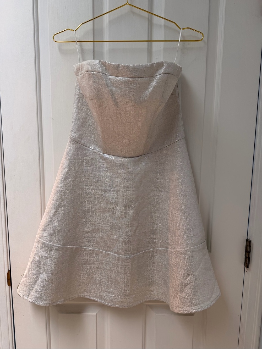 8 Express Strapless Metallic Textured A-Line Mini Dress